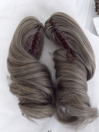 + Grey Two Clips With Short Air Ponytails Wigs Claw Bangs