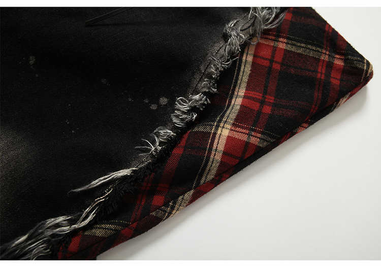 Black Split Cuffs Distressed Flared Jeans with Lace-up