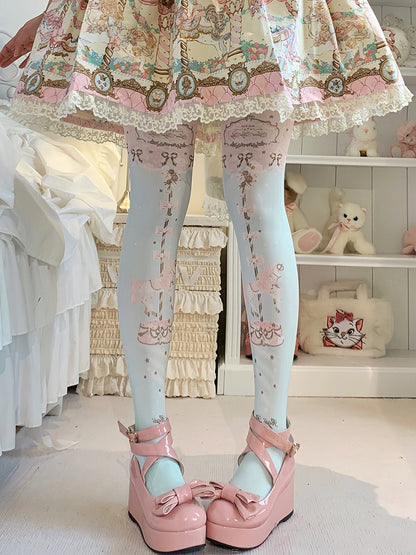 Carousel Print Sweet Lolita Tights