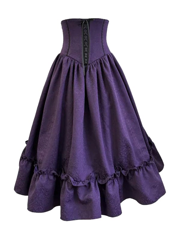 Lolita Purple Waist Under Drawstring Boned Bust Gothic High Skirt
