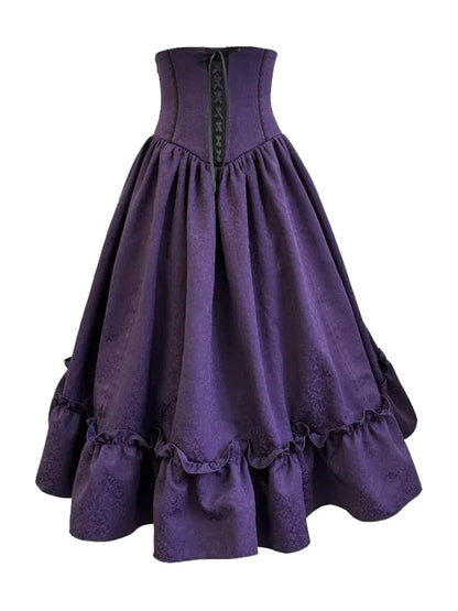 Lolita Purple Waist Under Drawstring Boned Bust Gothic High Skirt