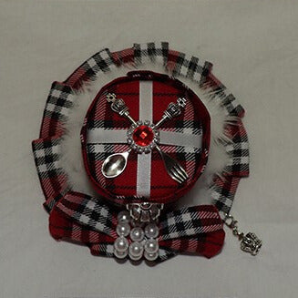 Bowknot Red Charm Mini Decorated Crown Pattern Plaid Hat Beaded