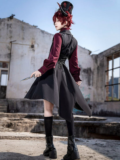 Red Withered Floral Black Ouji Fashion Top Hat