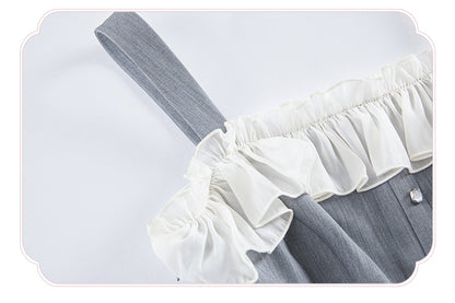 Fit Fashion Waist Lolita Gray Dress Elegant Slim
