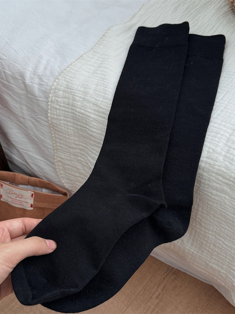 White/Light Grey/Dark Grey/Dark Red/Black Cotton Underknee Stockings