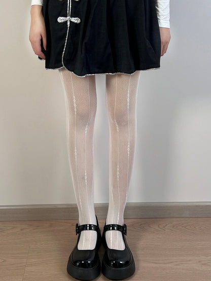 Strumpfhose mit schwarz/weiß/braunem Streifenmuster