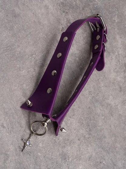 Choker Lila Anhänger Kreuz Details Gothic Ohrstecker