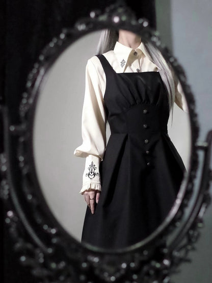 Shirt Embroidery Ouji Pointed Apricot Collar Fashion
