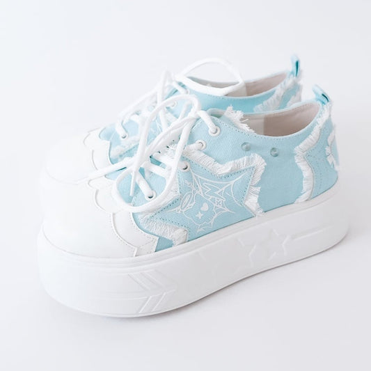 Blue Star Applique Platform Sneakers