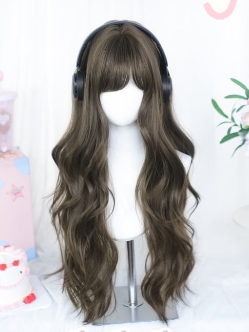 Wigs Light/Dark Brown With 65-70cm Wavy Long Bangs