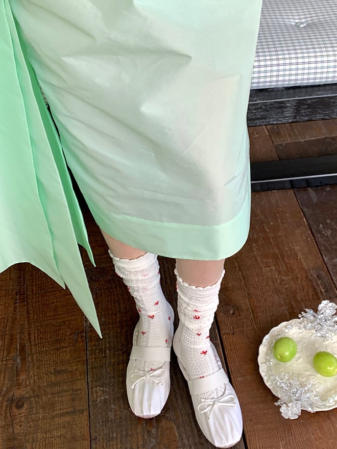 Floral Gray/White/Wine Stockings Under-knee Pattern Red/Black