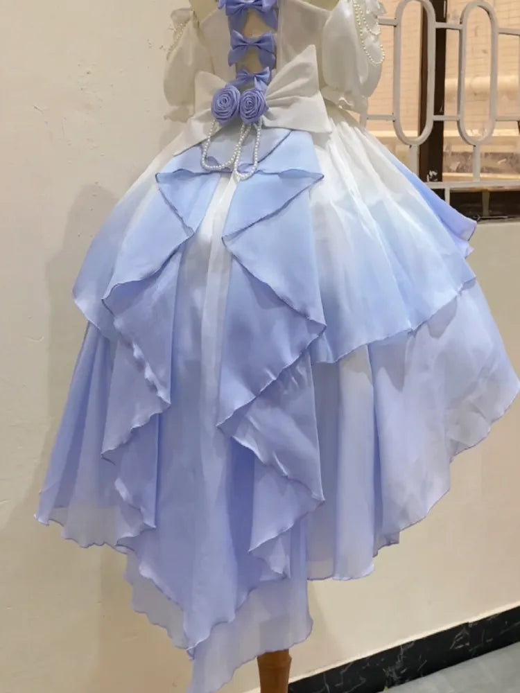 Lila Rosen Rosa Grün / Schleife Blau Schleppe