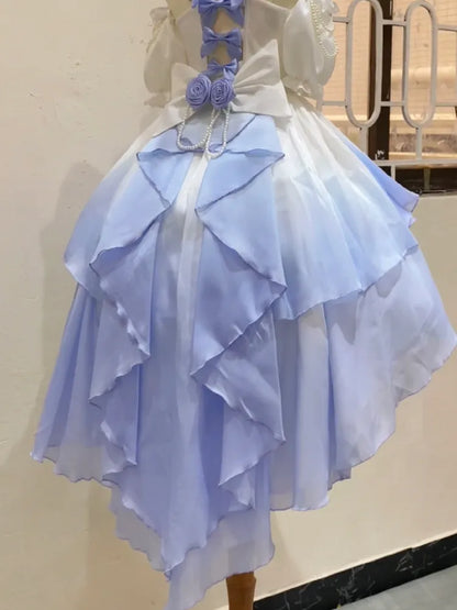 Lila Rosen Rosa Grün / Schleife Blau Schleppe