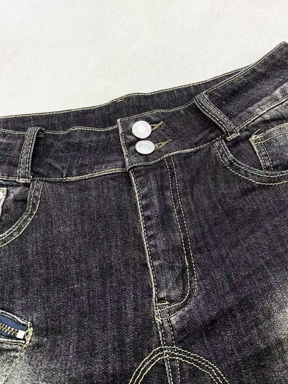 Black Wash Design Denim Bittersweet Faded Shorts