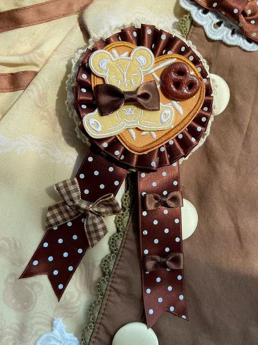 Brooch Details Bear Cookie Bowknot Brown Polka-dot Pattern