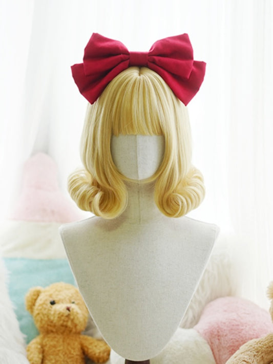 Blonde/Black Short Wig With Full Bangs