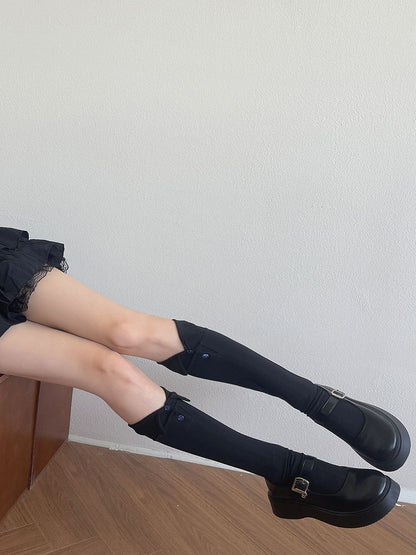 Schwarz/Weiß/Graue Verzierung mit Knopf Unterknöchelstrümpfe
