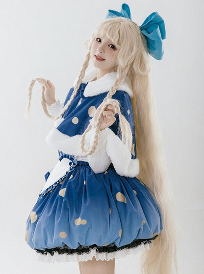 skirt hat + small hat heart accessory + ruffle big + cape Mushroom + suspender fur brooch hat