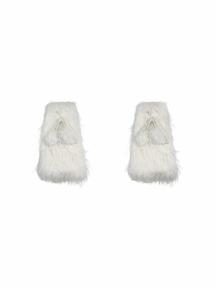 Jambières noires/blanches/violettes à nœuds et pompons style années 2000