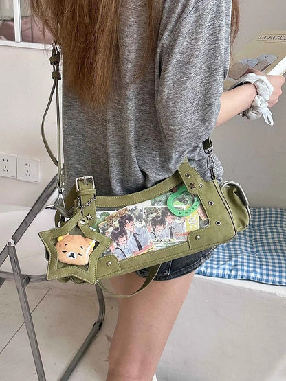 With Ita Y2K Shoulder Charm Green Bag PU Star