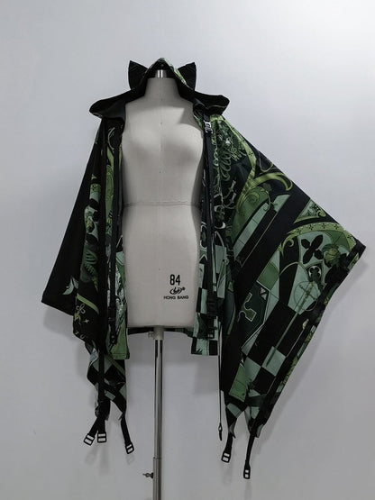 Ears Strappy Fashion Green Cyberpunk Buckle Hooded Top Details Ouji Cat Techwear