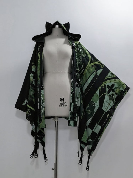 Ears Strappy Fashion Green Cyberpunk Buckle Hooded Top Details Ouji Cat Techwear