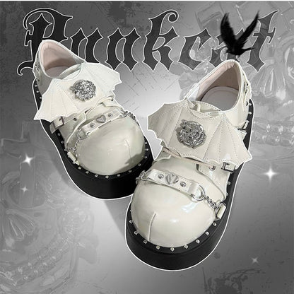 Goth Devil Wings Punk White Platforms Shoes