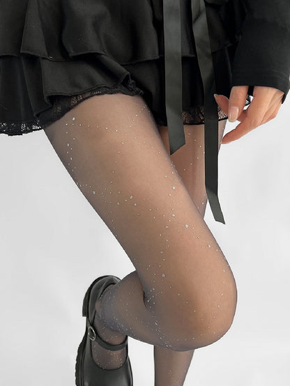 Tights Decorate Rhinestone Black/White/Gray