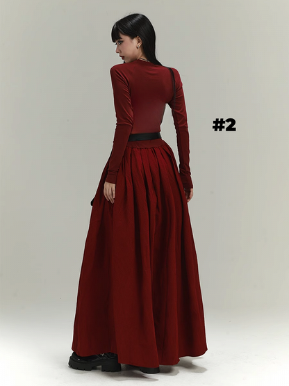 Robe moulante dos nu/dos couvert style gothique rouge vin