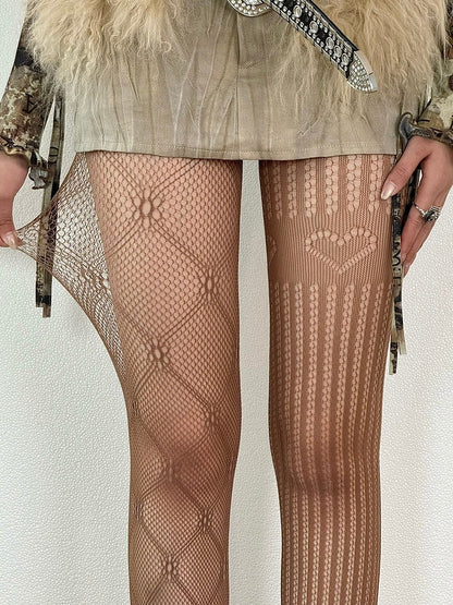 Y2K 5 Options Tights Asymmetrical Design Color