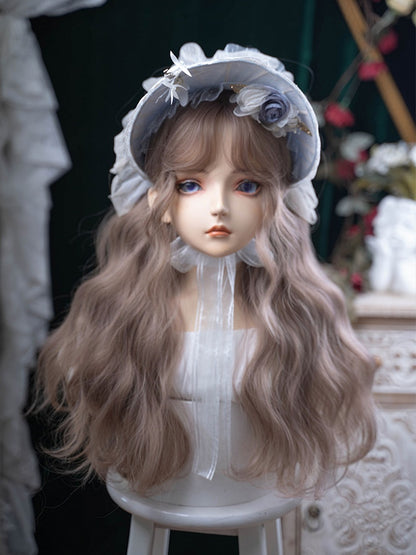 With Wig Bangs 72CM Length Wavy Champagne Curtain