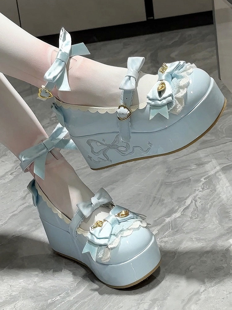 Details Platforms Spoon Sweet Bowknot Blue Lolita Decorated