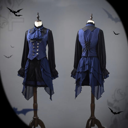 Ouji Fashion Dark Blue Waistcoat Black Butler Ciel Phantomhive Vibes