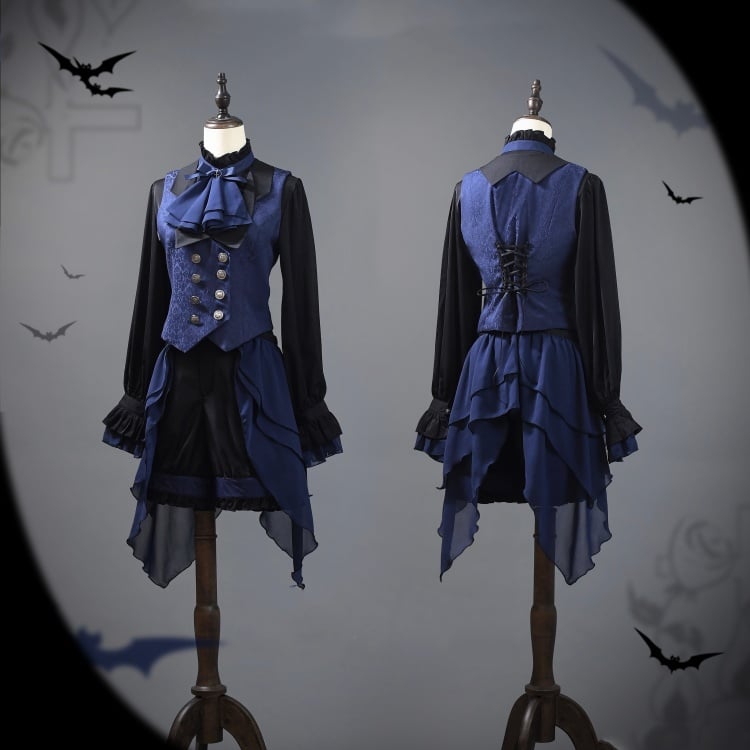 Black and Dark Blue Ouji Shorts with Overlay Ciel Vibes Prince Style Outfit