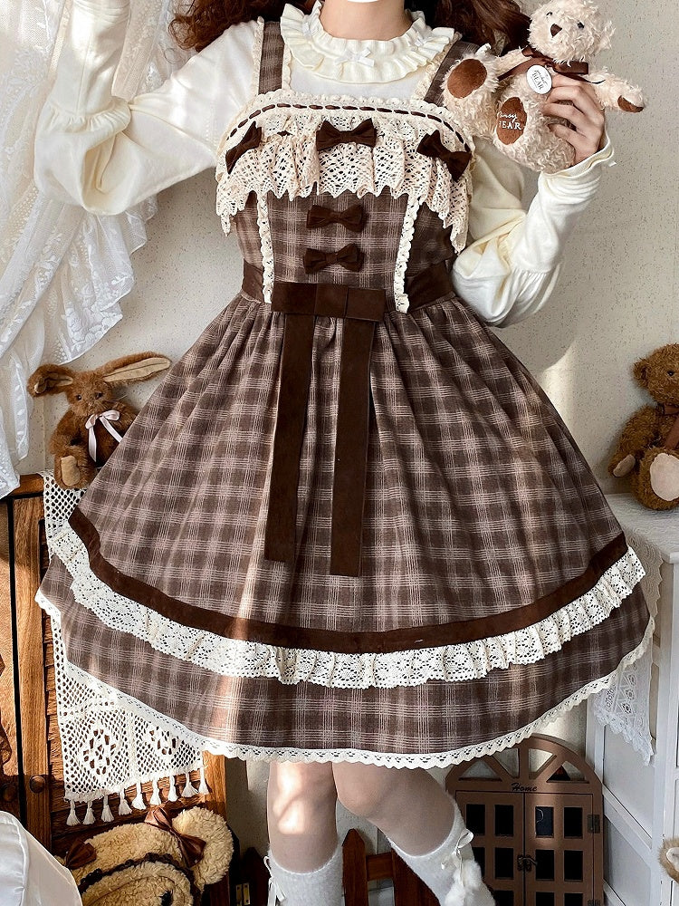 Brown Plaid Sweet Lolita Dress