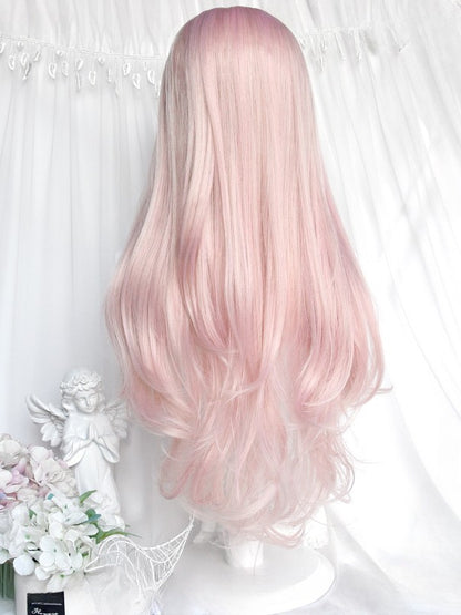 With Full Length Wig Pink Bangs 62CM Wavy