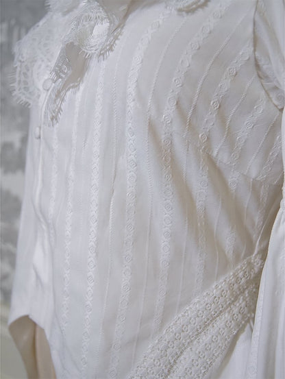 Ärmel Rüschen Weiße Bluse Hammelkeule Ausschnitt