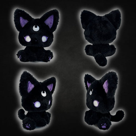 Peluche Chat Magique Gothique Noir et Violet