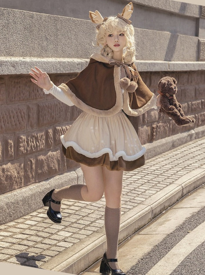 Leg Suspender + Skirt Cape Brown Fur Warmers Fur