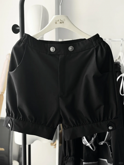 Shirt Sailor White and Collar Long Sleeves Black Shorts