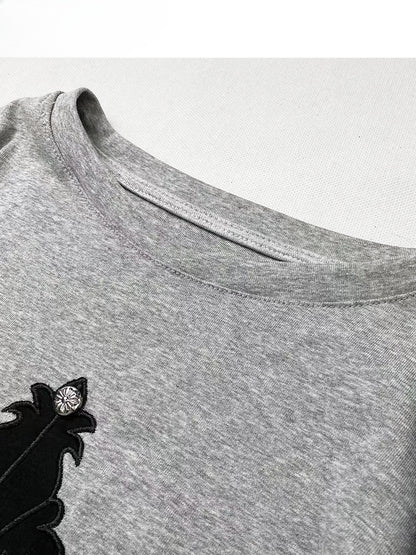 Cross Applique Grey Top