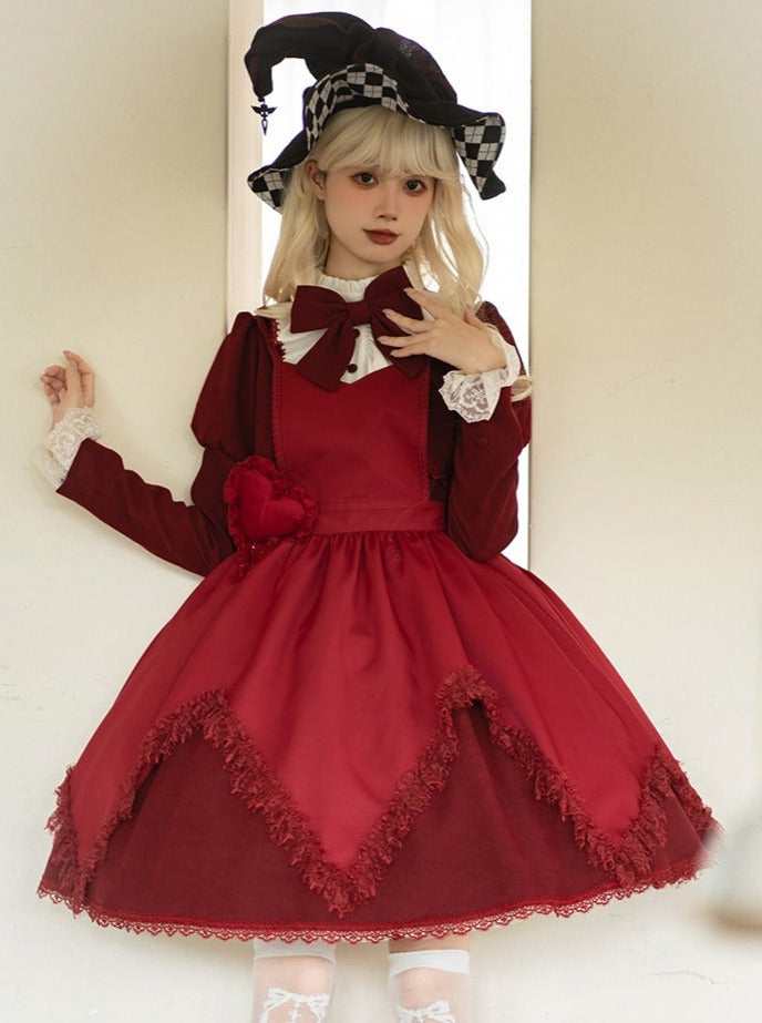 faux ribbon college Gothic two-piece + dress Lolita