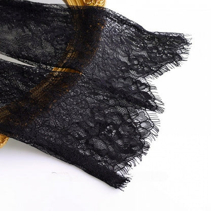 Design Hollow-out Gloves Black/White Lace