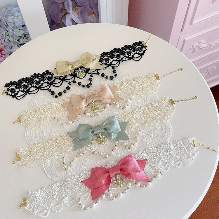 Beaded And Options Pendant Lace Color Crown 4 Choker Bowknot