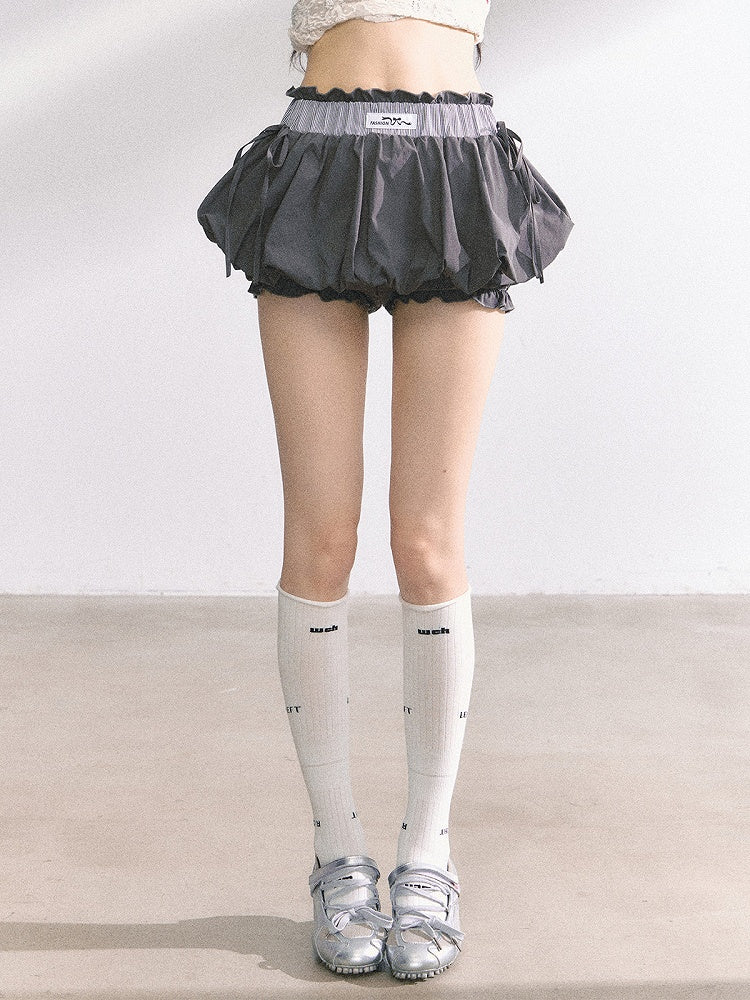 Dark Gray/White Mini Bubble Skirt