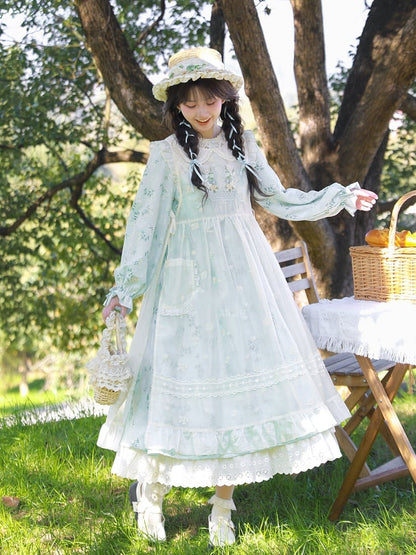 Apricot Peter Pan Collar Floral Embroidery Overdress