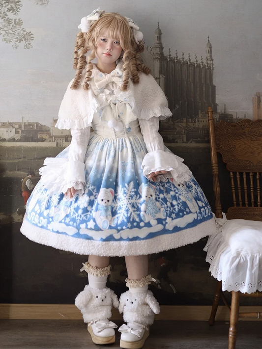 Ensemble complet jupe-pull Lolita bleu Teddy et Snowflake