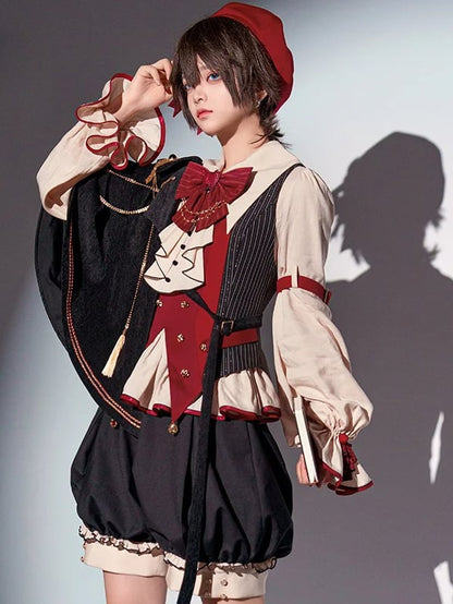 Red and Black Striped Ouji Fashion Waistcoat