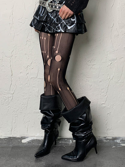 Black Gothic Cut-out Asymmetrical Tights