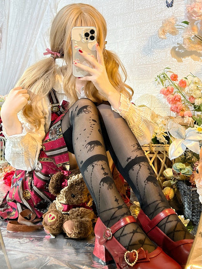 Black Semi-sheer Lolita Over Knee Stockings